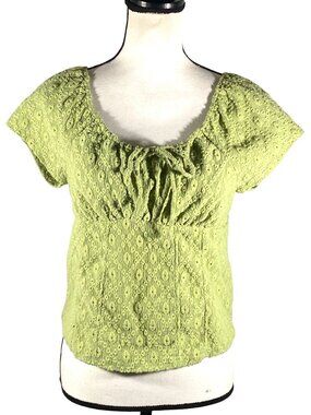 Knit corset milkmaid babydoll Eyelet Top Scoop Neckline & Bow Detail size Large